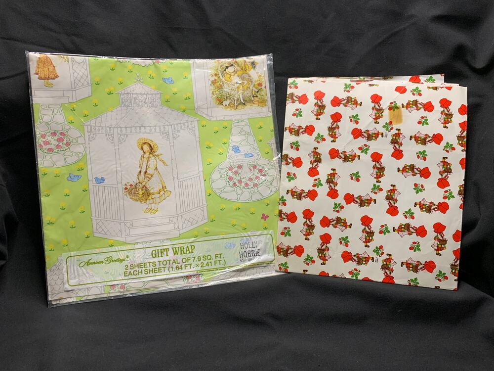 Vintage Holly Hobbie Wrapping Paper Lot 3 Sheets American Greetings USA
